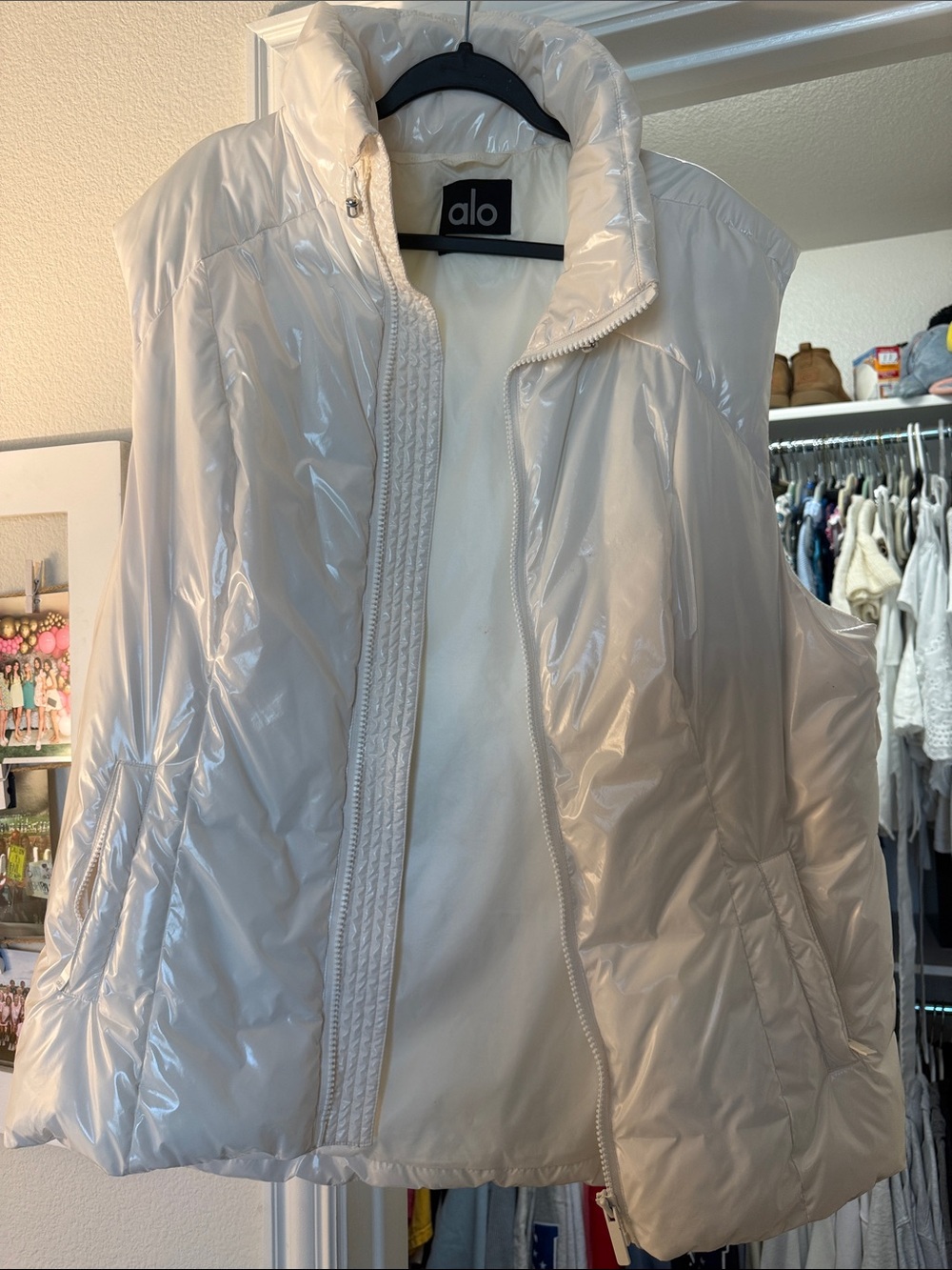 ALO Yoga Gold Rush Puffer Vest with a Glossy Finish